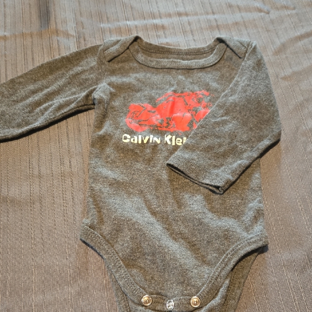 Calvin Klein Charcoal Onesie with Red Graphic